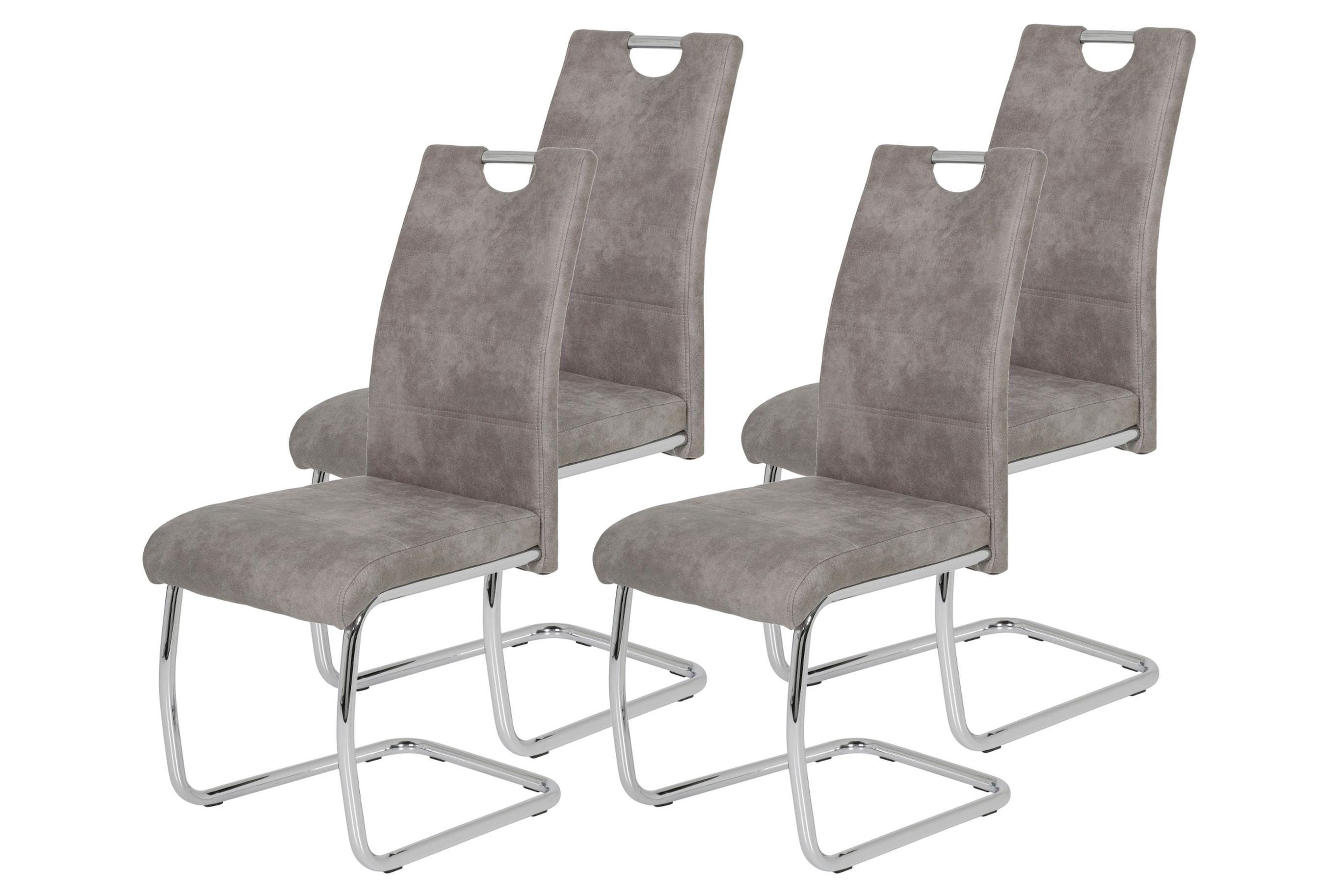 Schwingstuhl-Set Flora Grau B: 43 cm - Chromfarben/Grau, MODERN, Textil/Metall (43/98/59cm) - MID.YOU