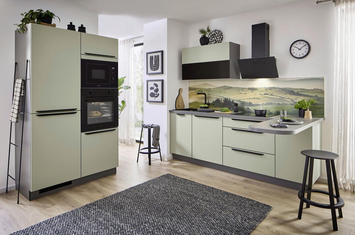 Eckküche Clean - Salbeigrün/Anthrazit, MODERN, Holzwerkstoff (120/238,8cm) - Express-Kuechen