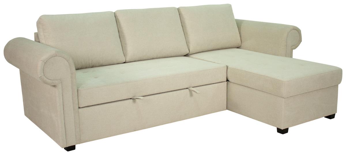 Ecksofa Oslo Creme B: 260 cm - Creme, ROMANTIK / LANDHAUS, Textil (260/85/155cm) - James Wood