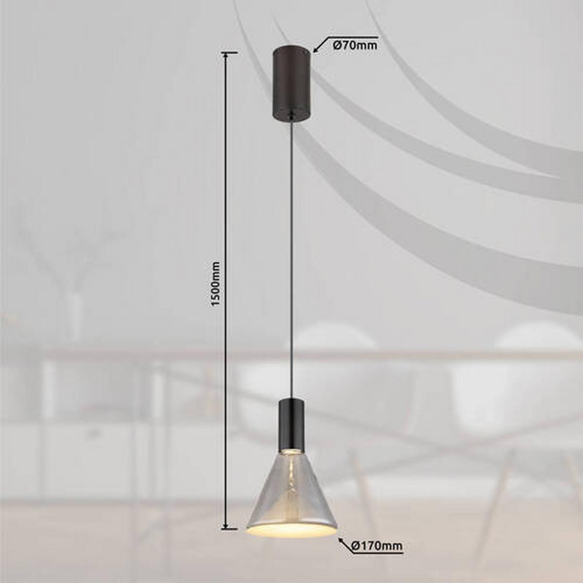 LED-Hängeleuchte 15741h1 - Schwarz, Design, Glas/Metall (17/150cm) - Globo