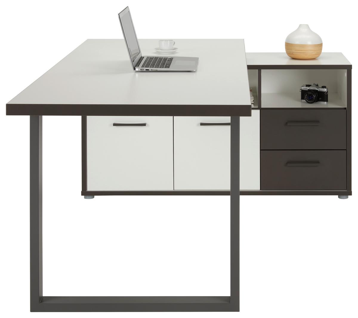 Psací stůl KEFLAVIK -EXKLUSIV- - šedá/bílá, Moderní, kov/kompozitní dřevo (124,2/74,1/181cm) - Mömax