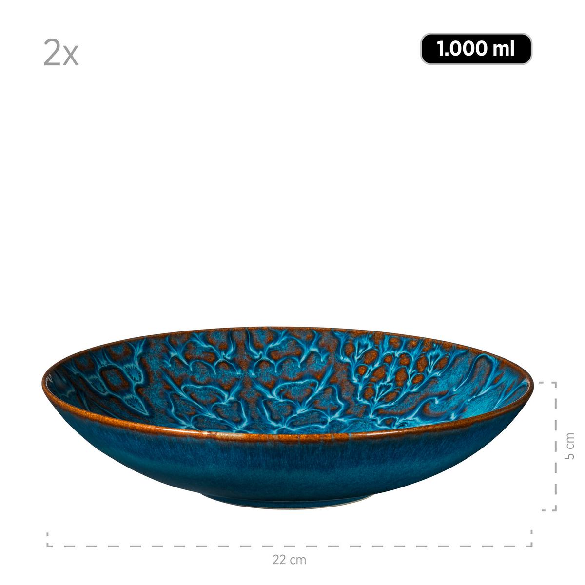 Kombiservice Steinzeug Dunkelblau 8--Teilig. - Dunkelblau, Basics, Keramik - Mäser