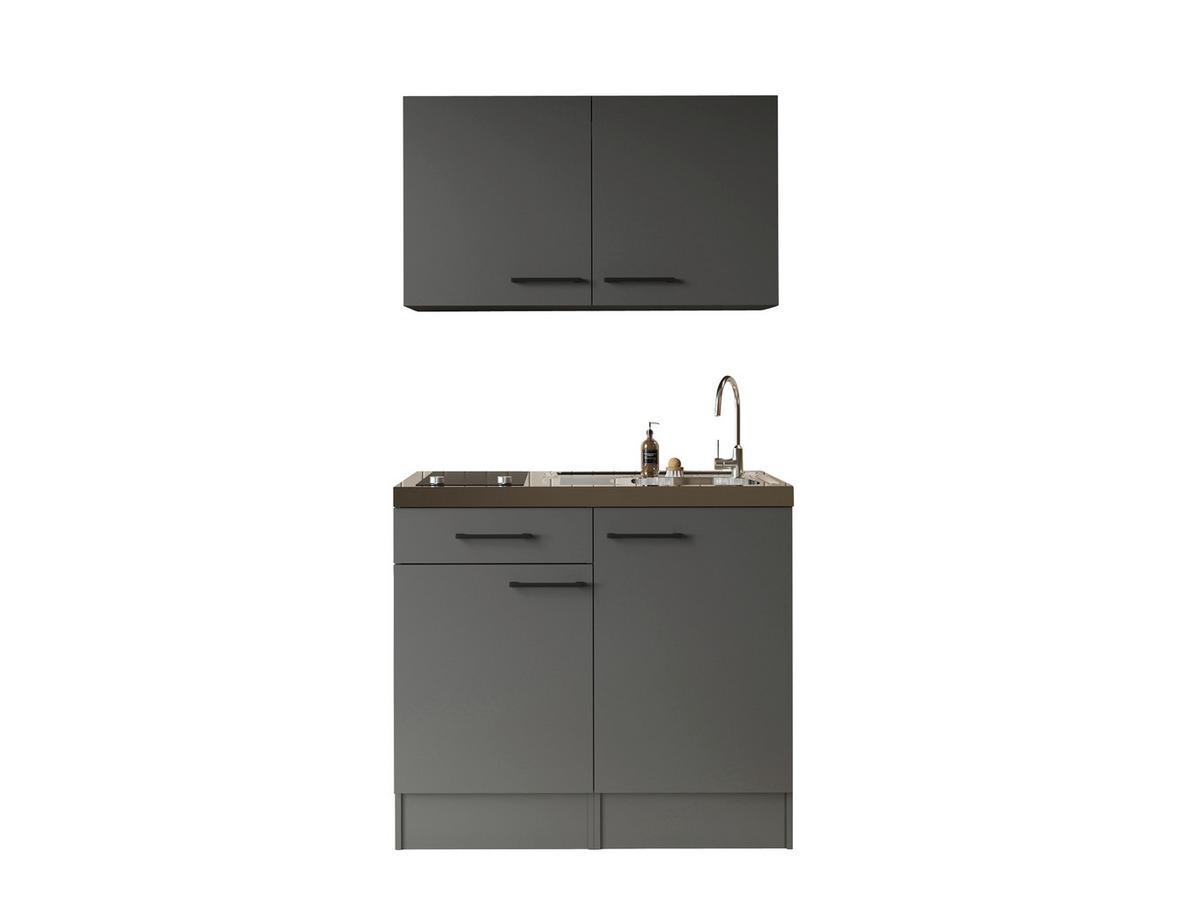 MINIKÜCHE Oliver, Grau B: 100 cm - Grau, Trend, Holzwerkstoff (100cm) - Respekta