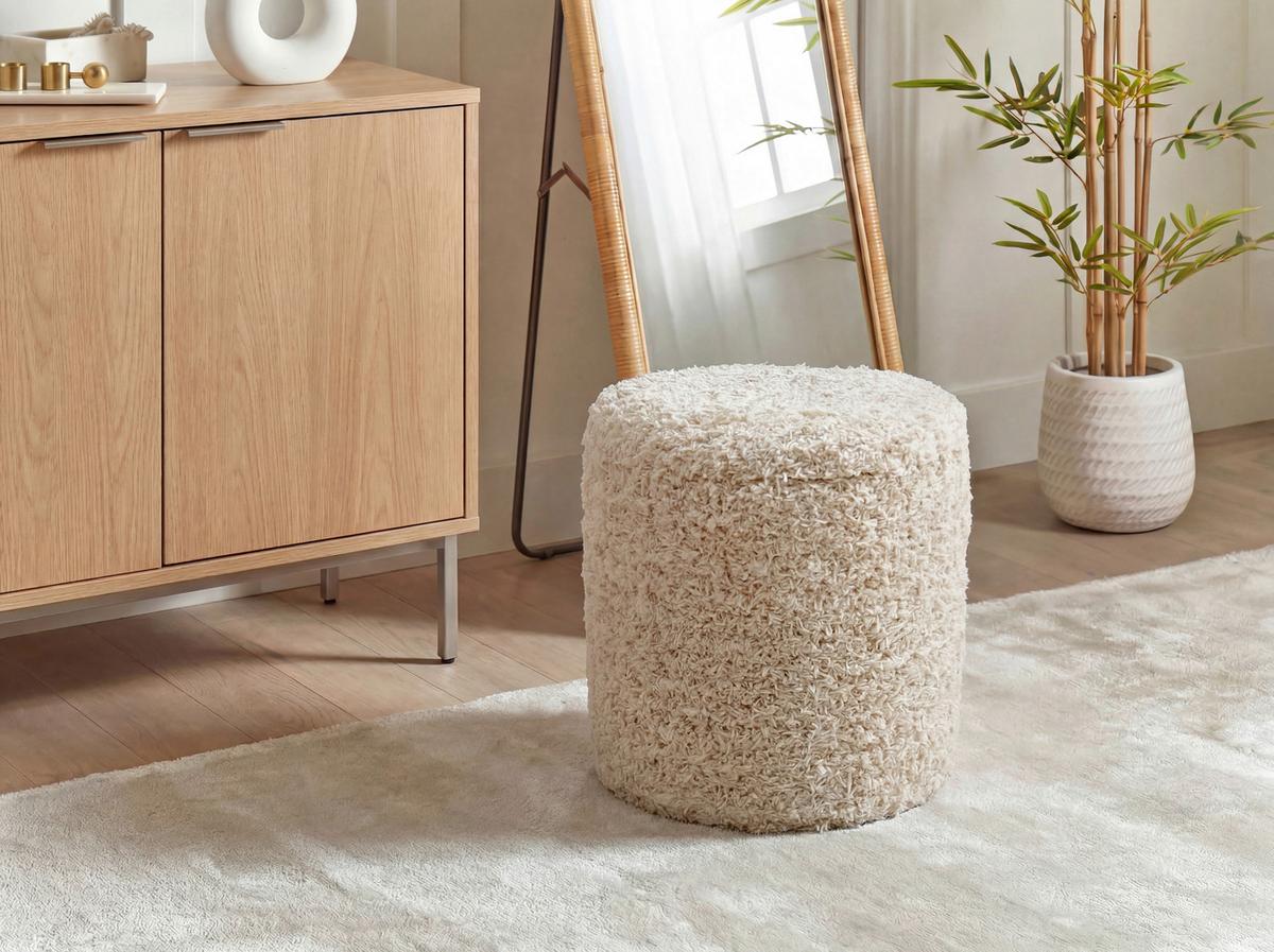 Taburet, š: 40 cm - béžová, Design, textil (40/45/40cm) - Livetastic