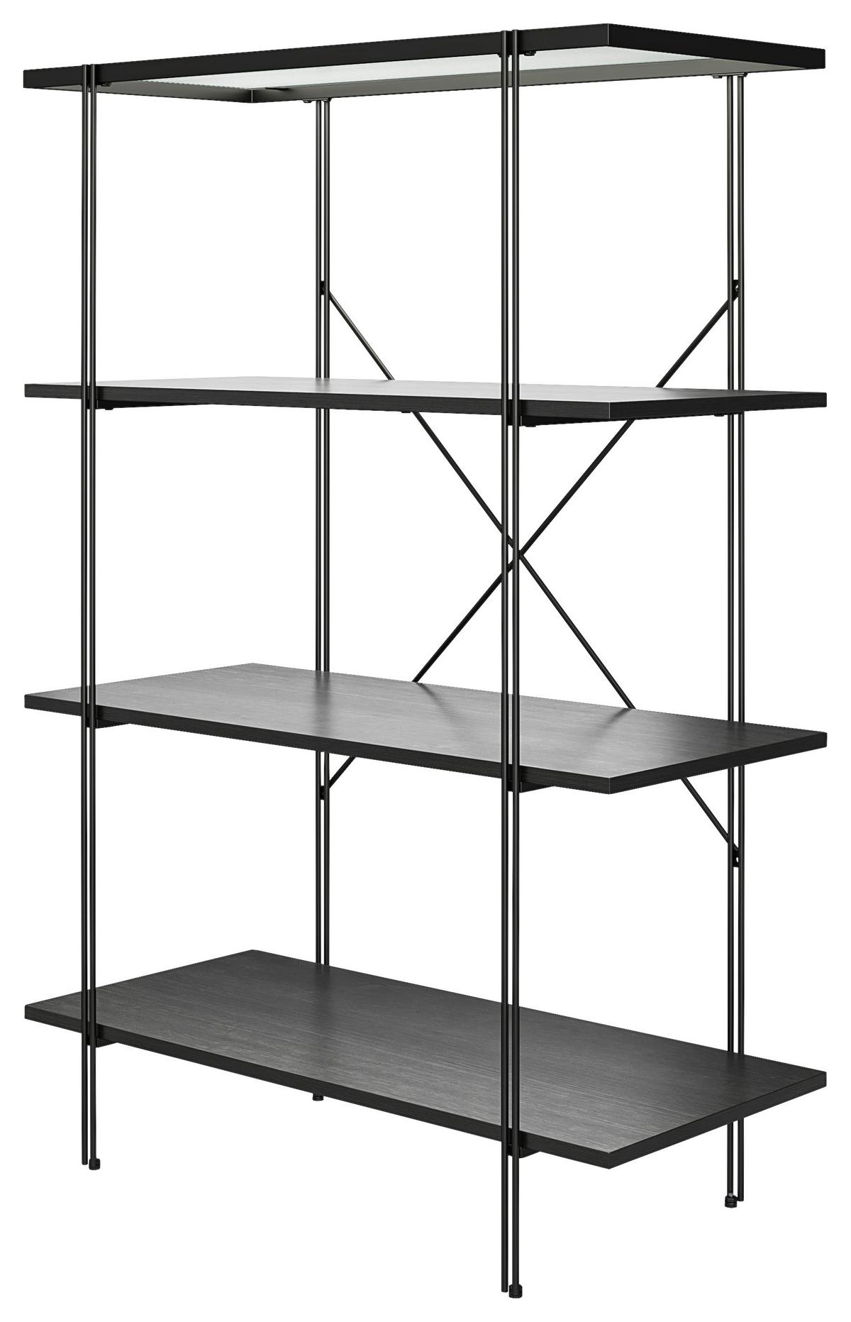 Regal Wainwright Schwarz 79 cm - Schwarz, Design, Glas/Holzwerkstoff (79/117/35cm)