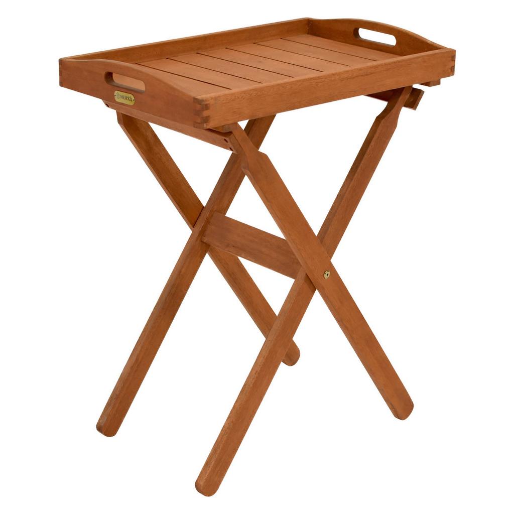 Gartenbeistelltisch klappbar Echtholz inkl. Tablett L: 75cm