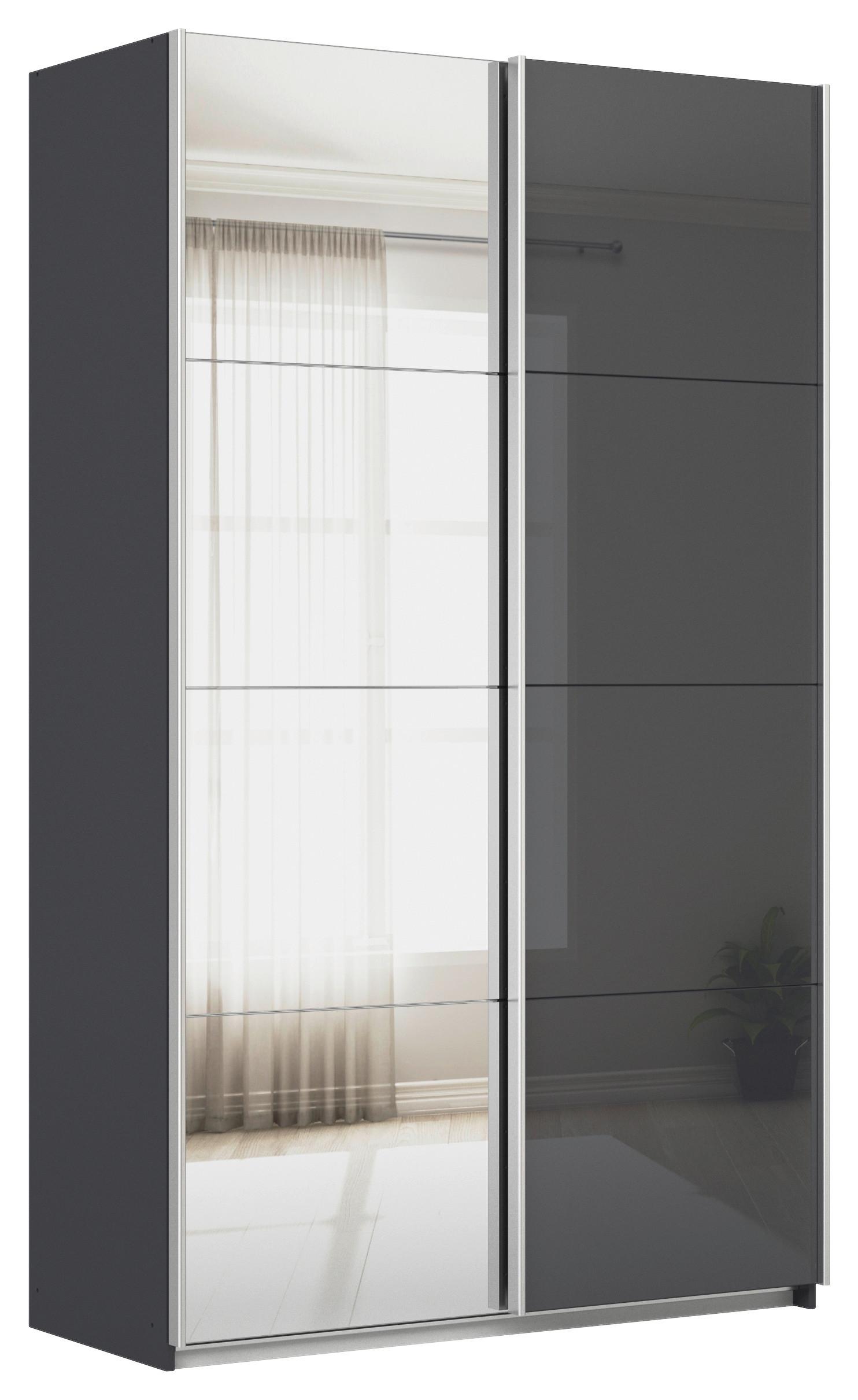 Schwebetürenschrank Mit Spiegel B: 136cm Feldkirch - Anthrazit/Silberfarben, MODERN, Glas/Holzwerkstoff (136/229/62cm)