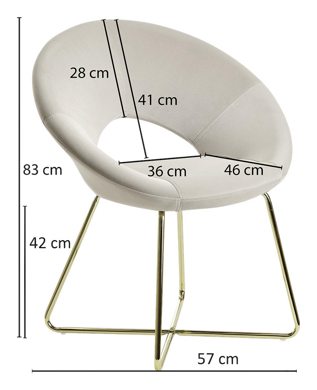 Jedálenská stolička s podrúčkami béžová - zlatá/béžová, Modern, kov/textil (57/83/60cm) - MID.YOU