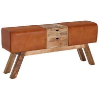 Garderobenbank B: 120 Cm Mit 2 Schubladen Braun - Braun, MODERN, Leder/Holz (120/56/30cm) - MID.YOU