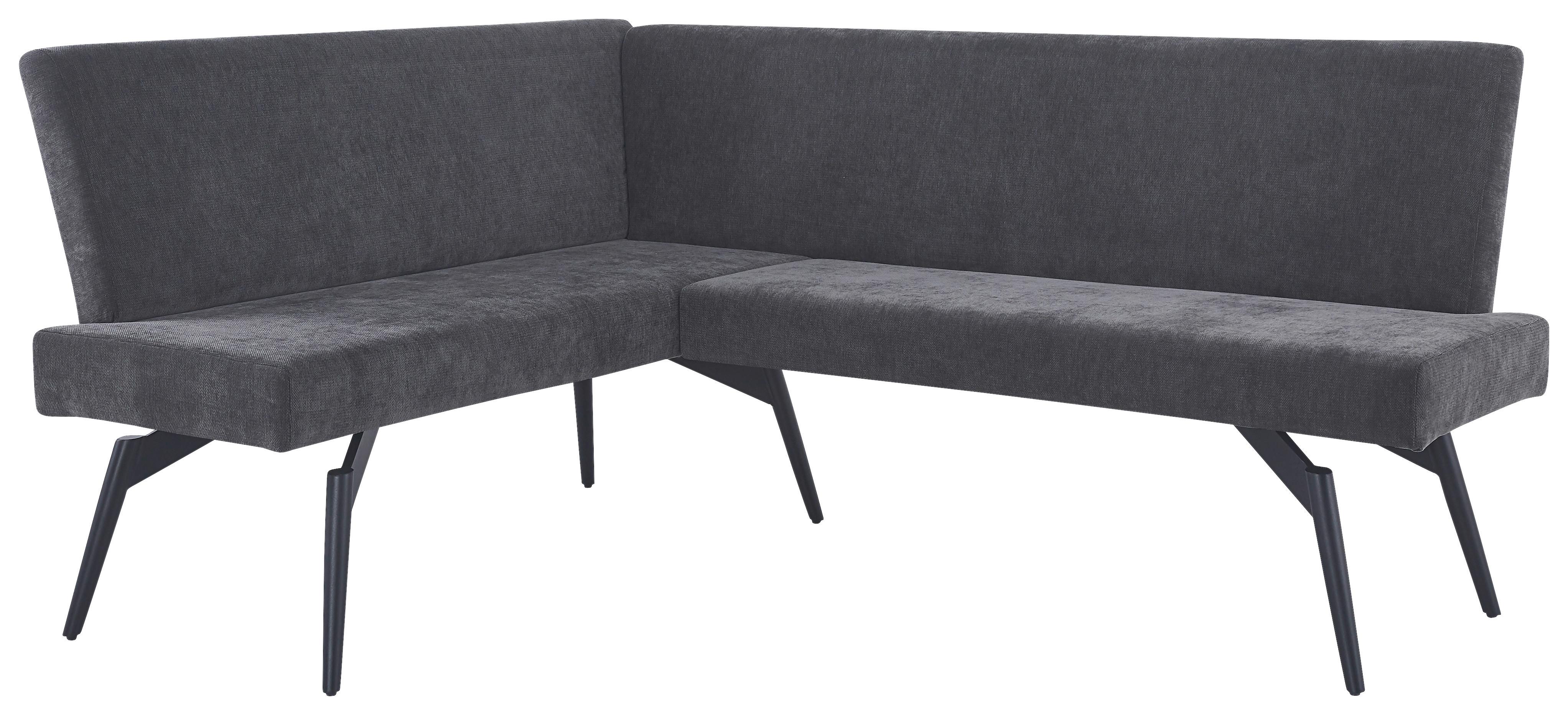 Eckbank Tinos Dunkelgrau, S: 190x150 cm - Dunkelgrau/Schwarz, KONVENTIONELL, Textil/Metall (190/150cm) - MID.YOU