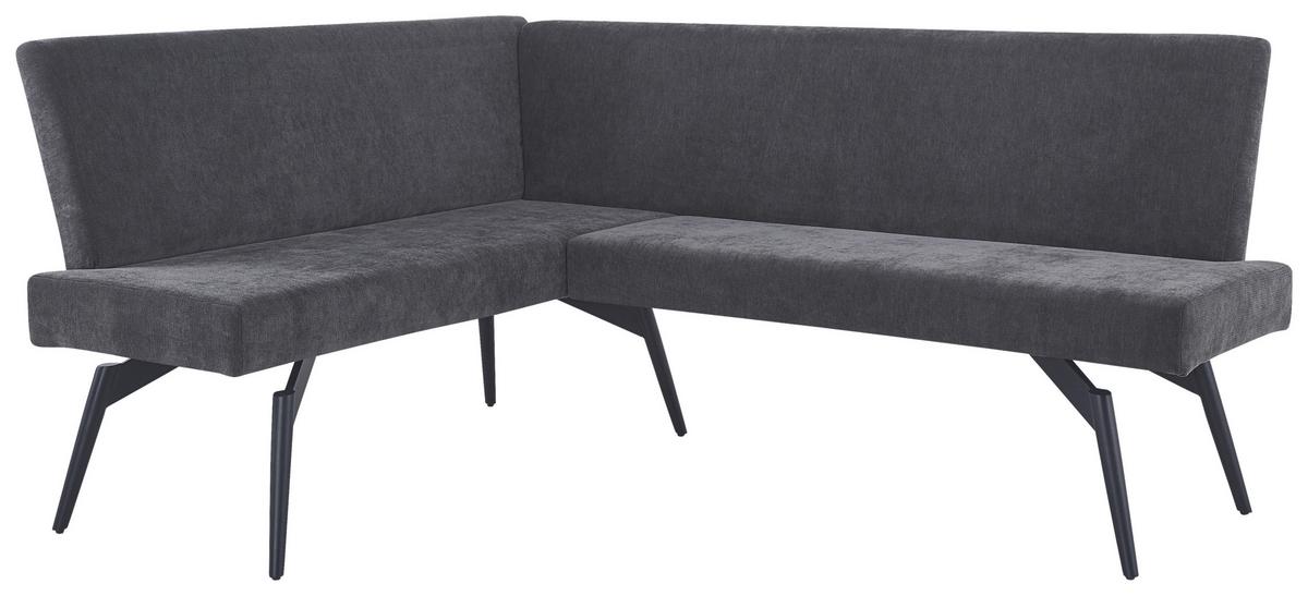 Eckbank Tinos Dunkelgrau, S: 190x150 cm - Dunkelgrau/Schwarz, KONVENTIONELL, Textil/Metall (190/150cm) - MID.YOU
