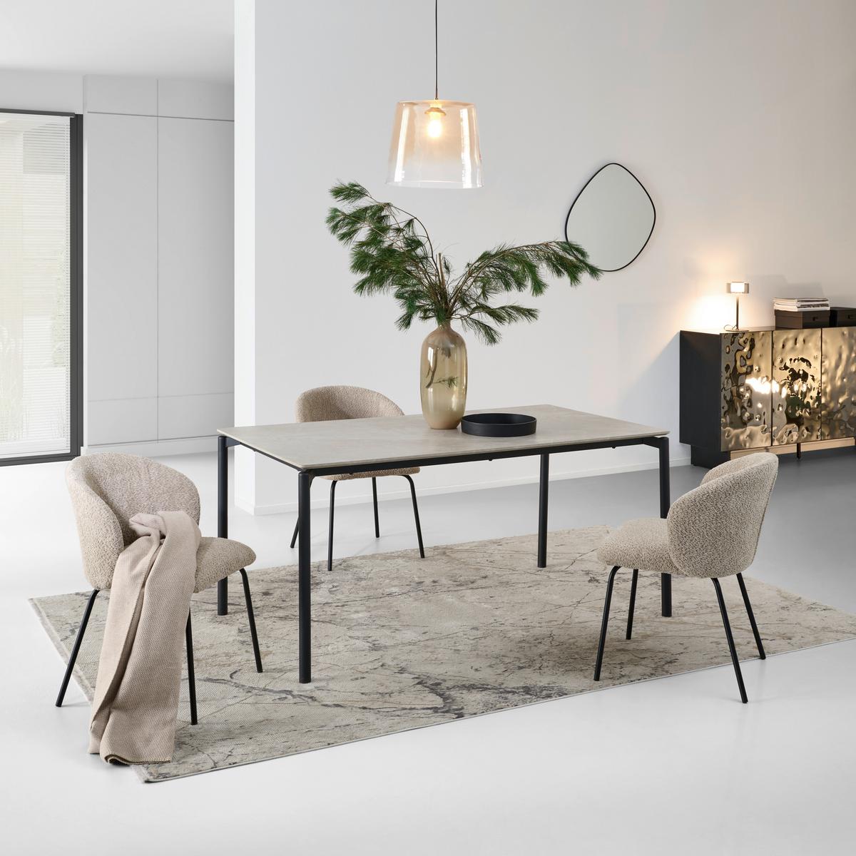 Esstisch Lean Mdf Grau, B: 160 Cm - Schwarz/Grau, KONVENTIONELL, Holzwerkstoff/Metall (160/90/76cm) - P & B