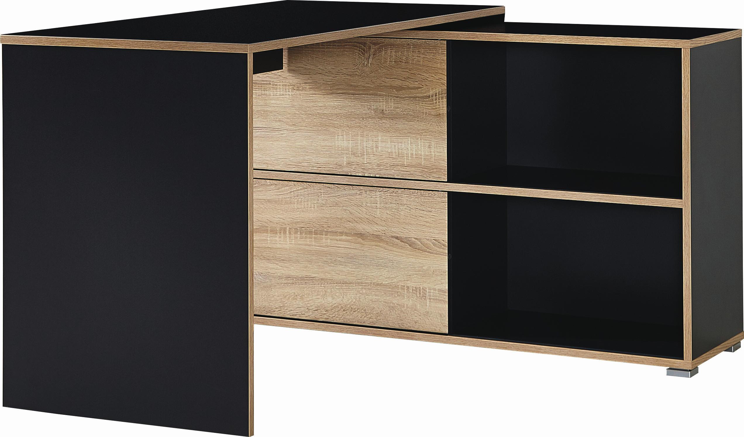 Eckschreibtisch Mit Stauraum B 120 H 76 Cm Slide, Anthrazit - Anthrazit/Sonoma Eiche, Design, Holzwerkstoff (120/120/76cm) - Germania