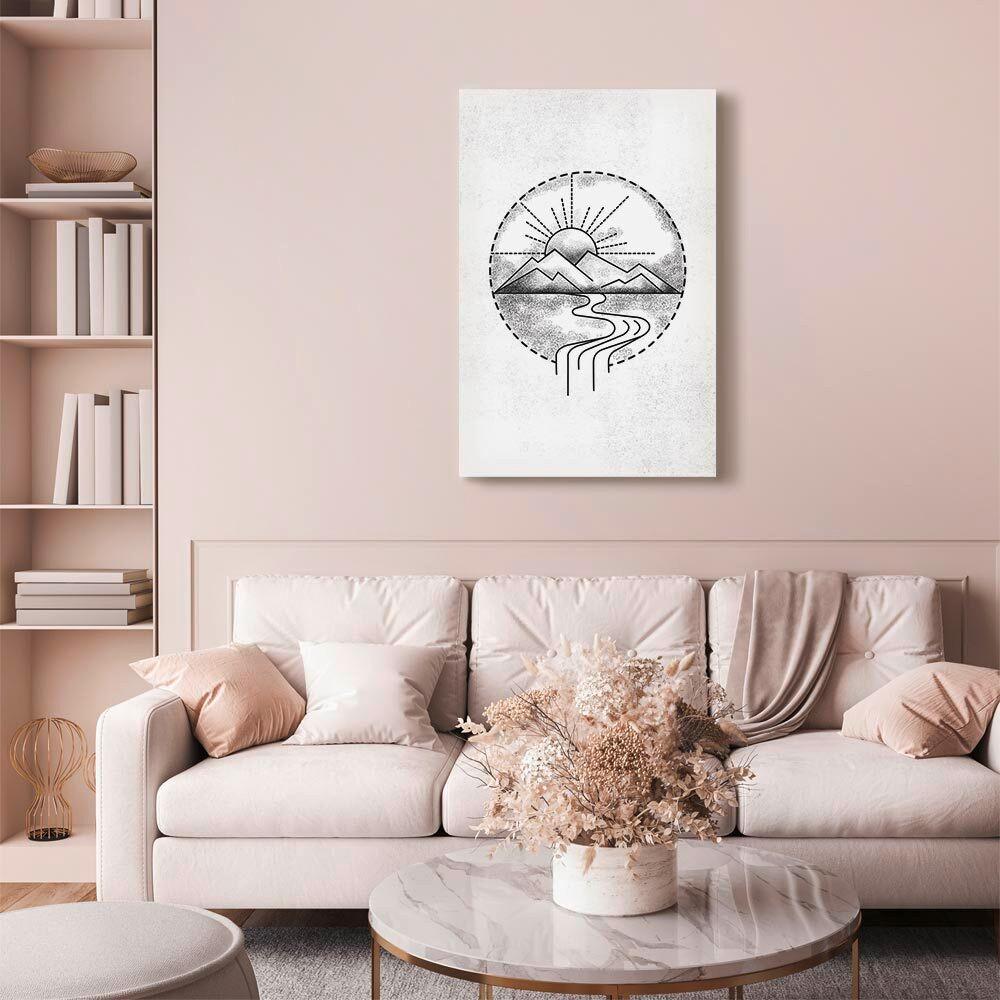 Leinwandbild Mountain Schwarz Grauweiß B: 40 cm