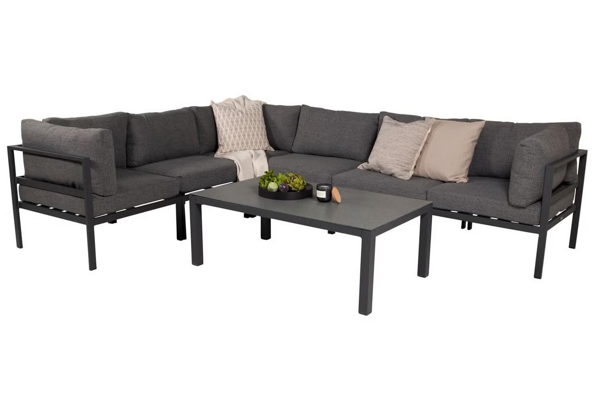 Loungetisch Copacabana - Schwarz, KONVENTIONELL, Glas/Metall (120/70/45cm) - Gardenson