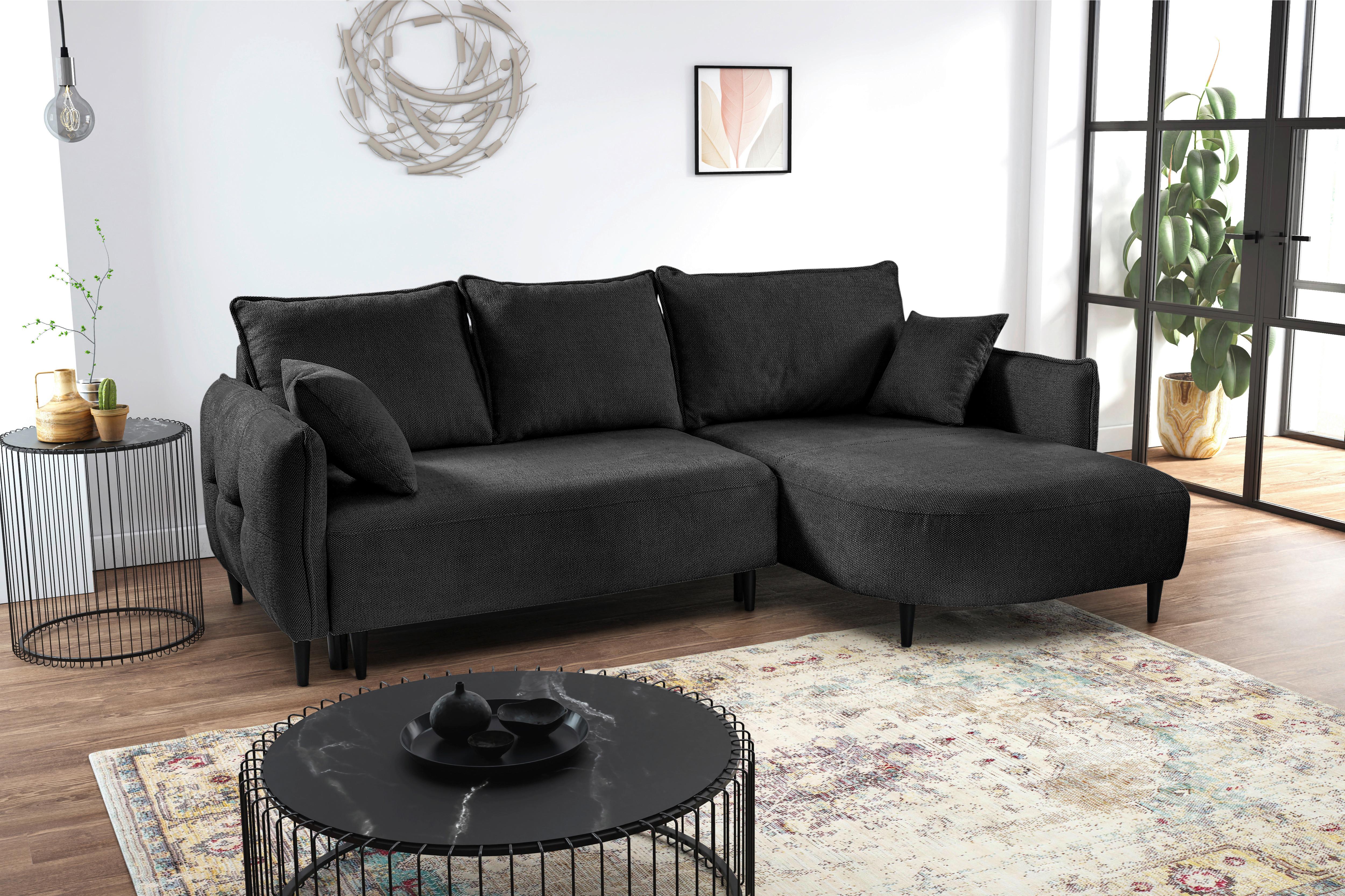 Ecksofa Sycylia Dunkelgrün/Schwarz, 244 cm - Dunkelgrün/Schwarz, Design, Textil (244/165cm) - MID.YOU