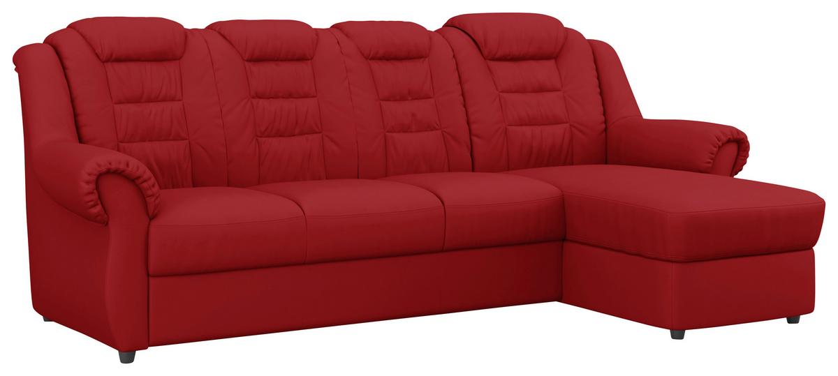 Ecksofa Boston Rot Lederlook - Rot/Schwarz, KONVENTIONELL, Textil (262/165cm) - Livetastic