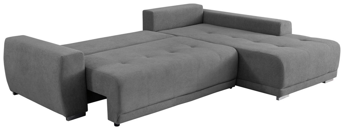 Ecksofa Madeleine Dunkelgrau S: 280x204cm - Dunkelgrau/Silberfarben, Design, Textil (280/204cm) - MID.YOU