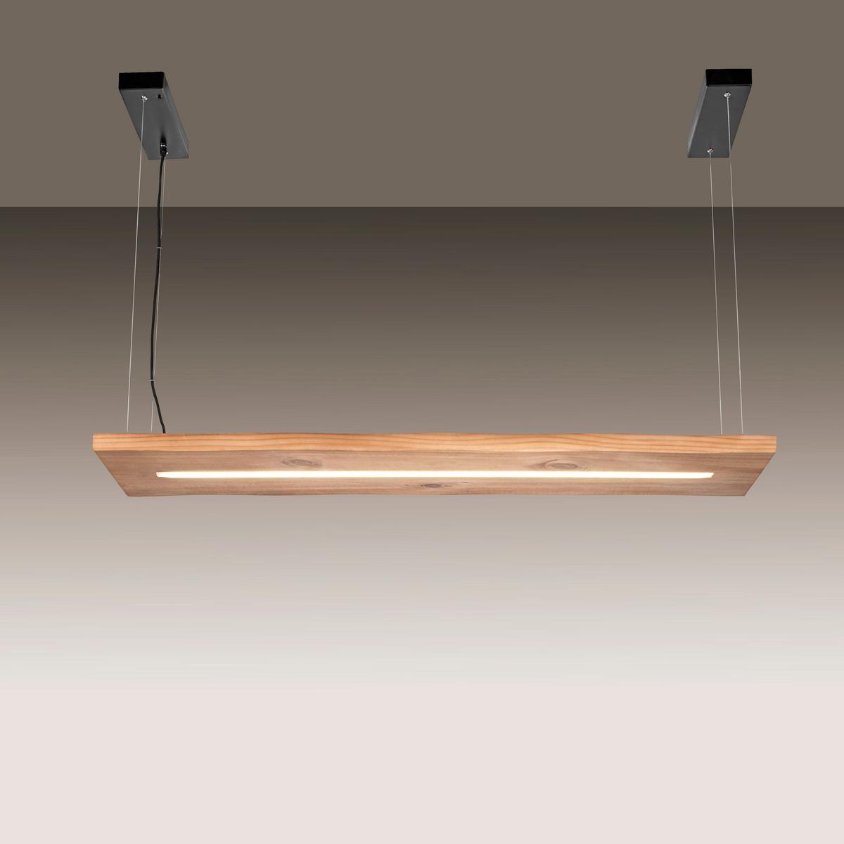 Led-hängeleuchte Palma H: 120 Cm 1-Flammig Dimmbar - Schwarz/Naturfarben, Natur, Holz/Kunststoff (100/28/125cm) - Paul Neuhaus