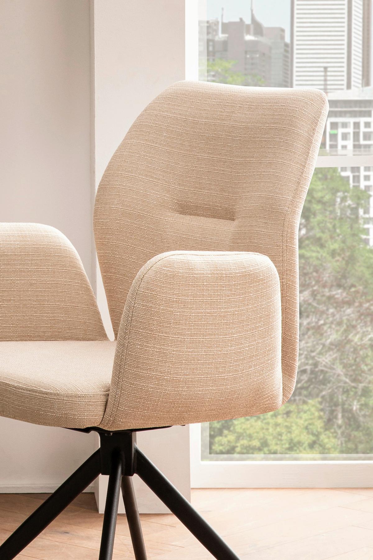 Armlehnstuhl Beige B: 59cm - Beige/Schwarz, MODERN, Textil/Metall (59/88/58cm) - Livetastic