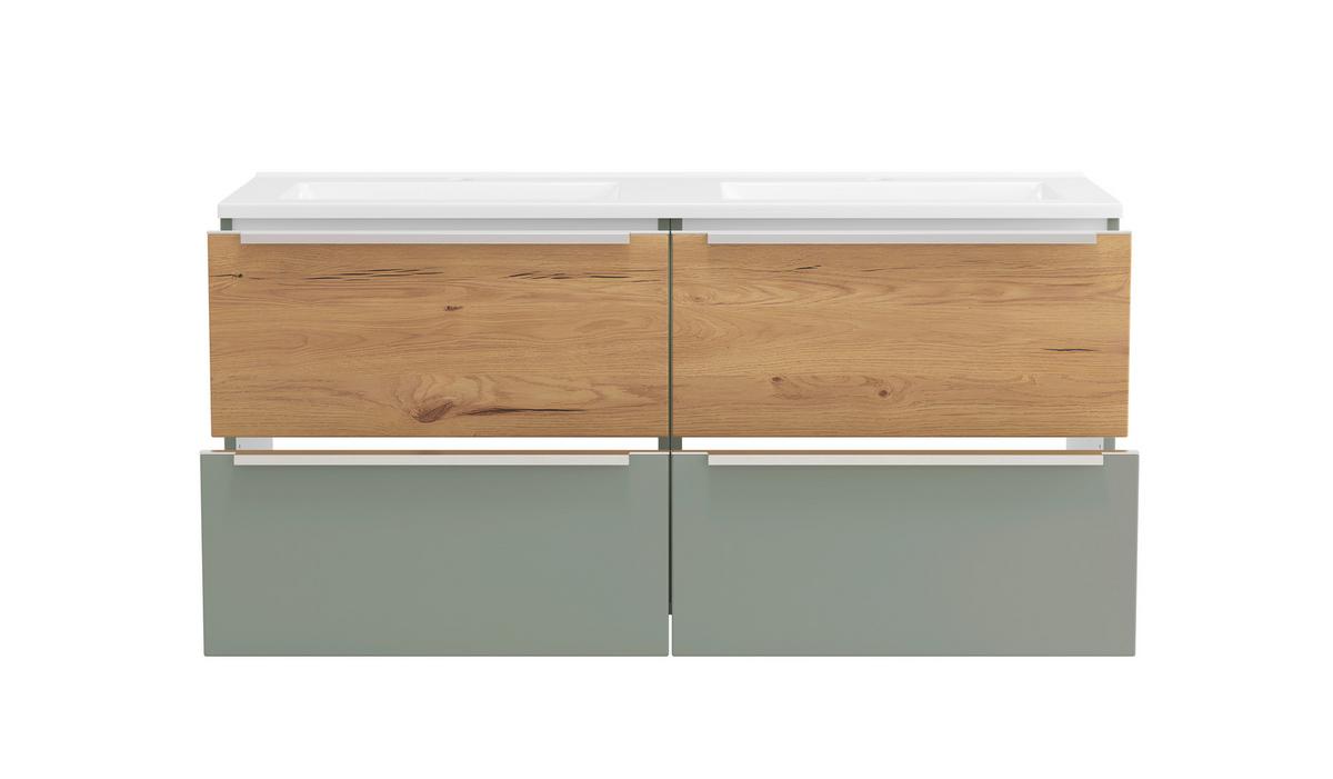 WASCHTISCHKOMBI Schilfgrün/Wildeiche B: 120cm - Schilfgrün/Wildeiche, Trend, Holzwerkstoff/Stein (120/54/47cm) - Held