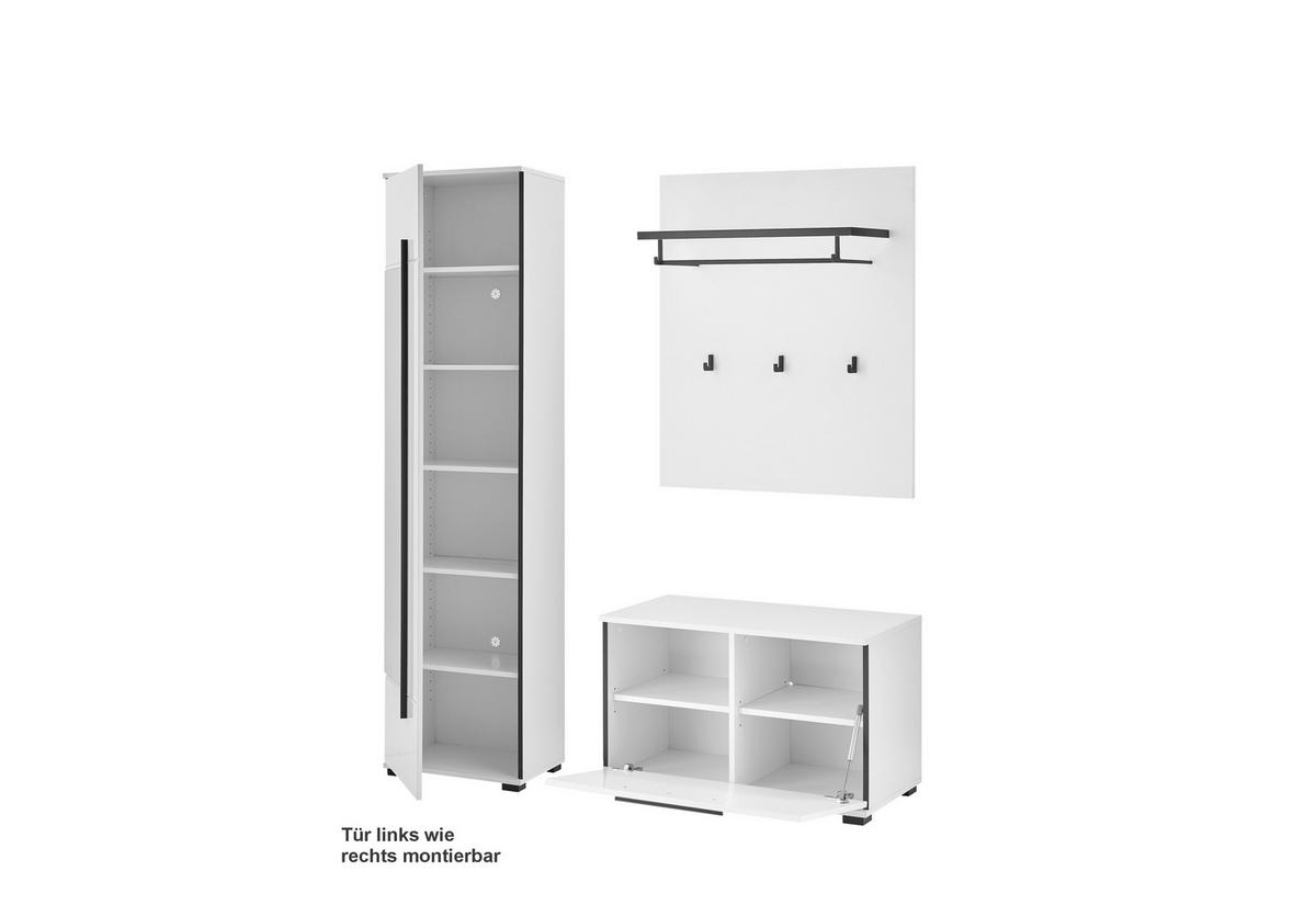 GARDEROBE Cantara Weiß/Weiß HG B: 140cm - Weiß Hochglanz/Weiß, MODERN, Holzwerkstoff (140/201/39cm) - MID.YOU