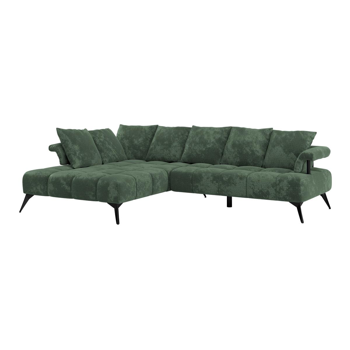 Sedacia súprava VANESSA NEW potrebná š. dverí 90 cm, ľavá - čierna/zelená, Modern, kov/textil (200/297cm)