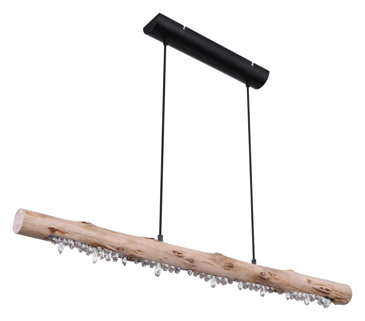 Hängeleuchte Felicitas H: 150 Cm 1-Flammig - Schwarz/Naturfarben, Basics, Holz/Kunststoff (100/8/150cm) - Globo