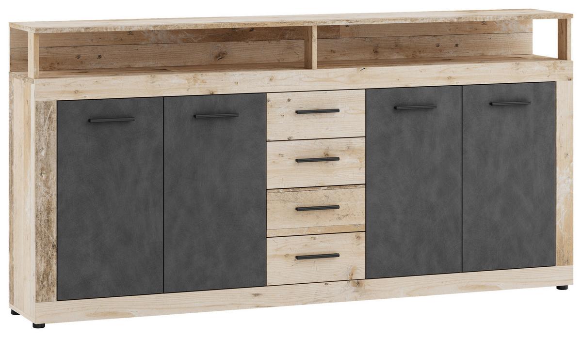 Sideboard Lupo Eiche Dekor Anthrazit B: 190 Cm - Eichefarben/Anthrazit, Design, Holzwerkstoff (190/96/32cm) - MID.YOU