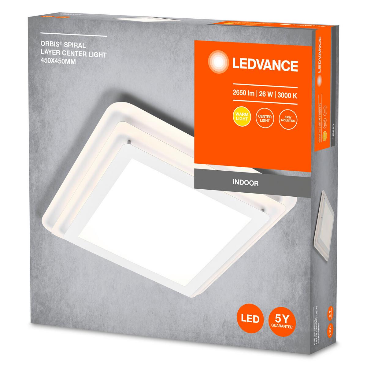 Led-deckenleuchte, 26w Orbis Spiral Layers Square 26w - Weiß, Basics, Metall (45/45/7cm) - Ledvance