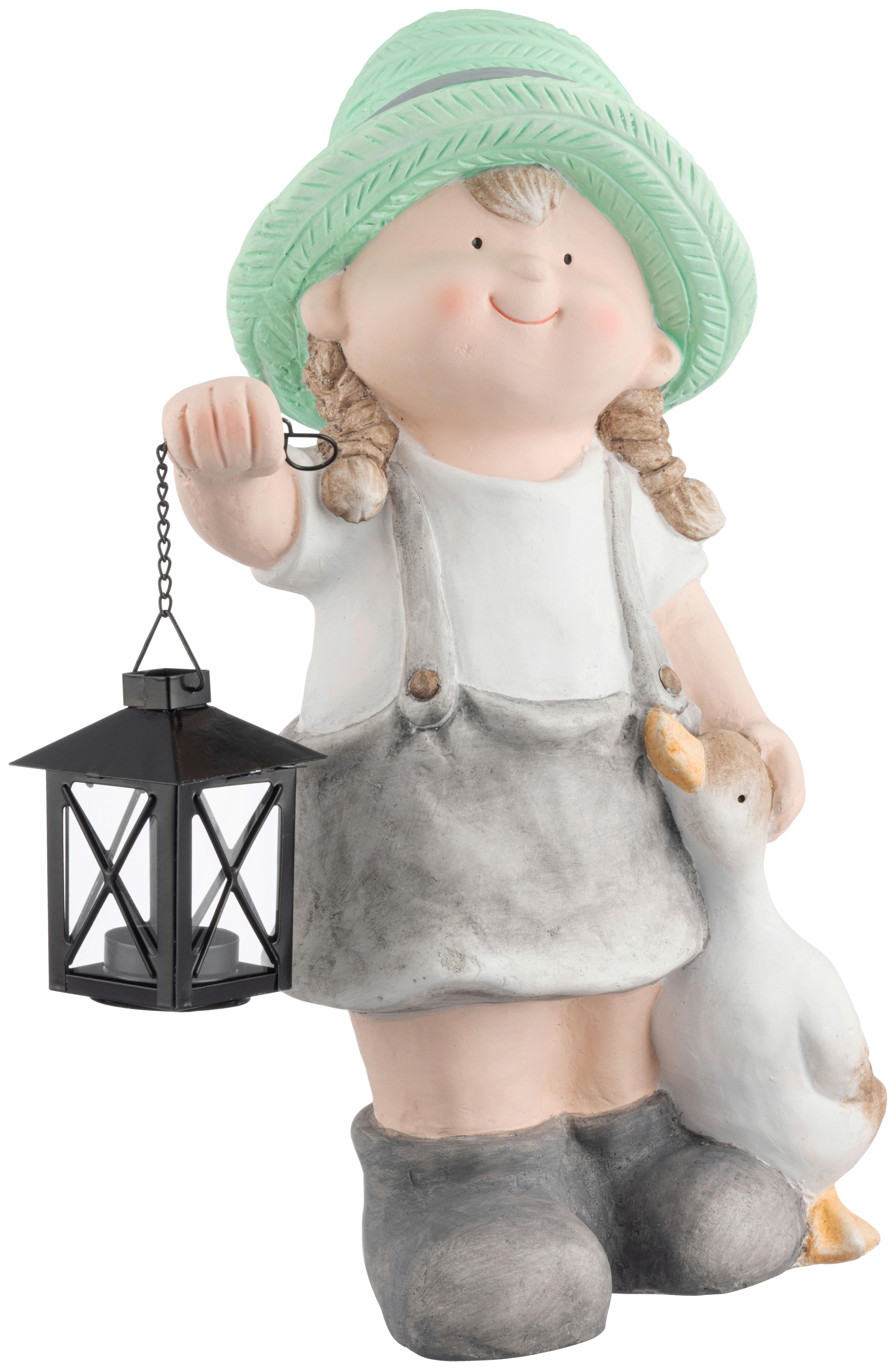 Dekofigur Kind Lea - Blau/Grau, KONVENTIONELL, Stein/Metall (27/17,5/42cm) - Luca Bessoni