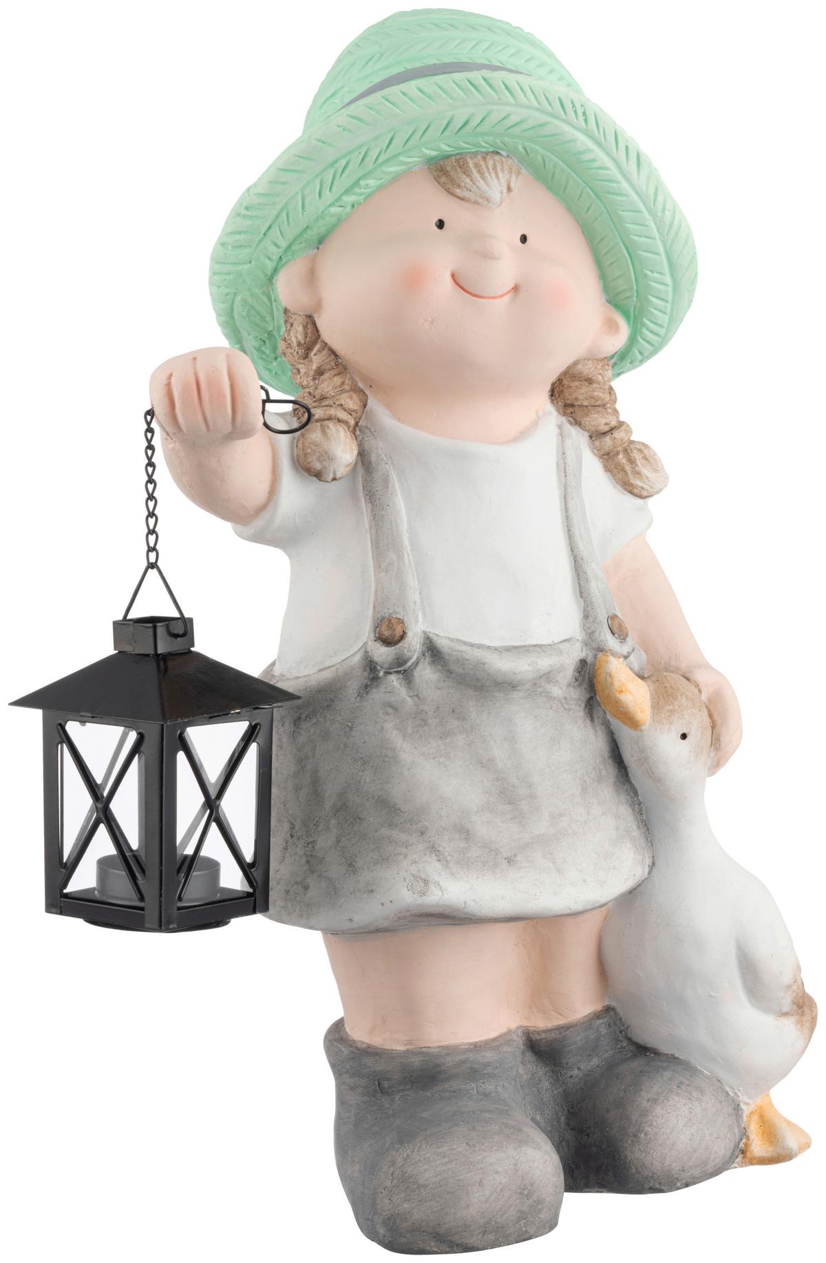 Dekofigur Kind Lea - Blau/Grau, KONVENTIONELL, Stein/Metall (27/17,5/42cm) - Luca Bessoni