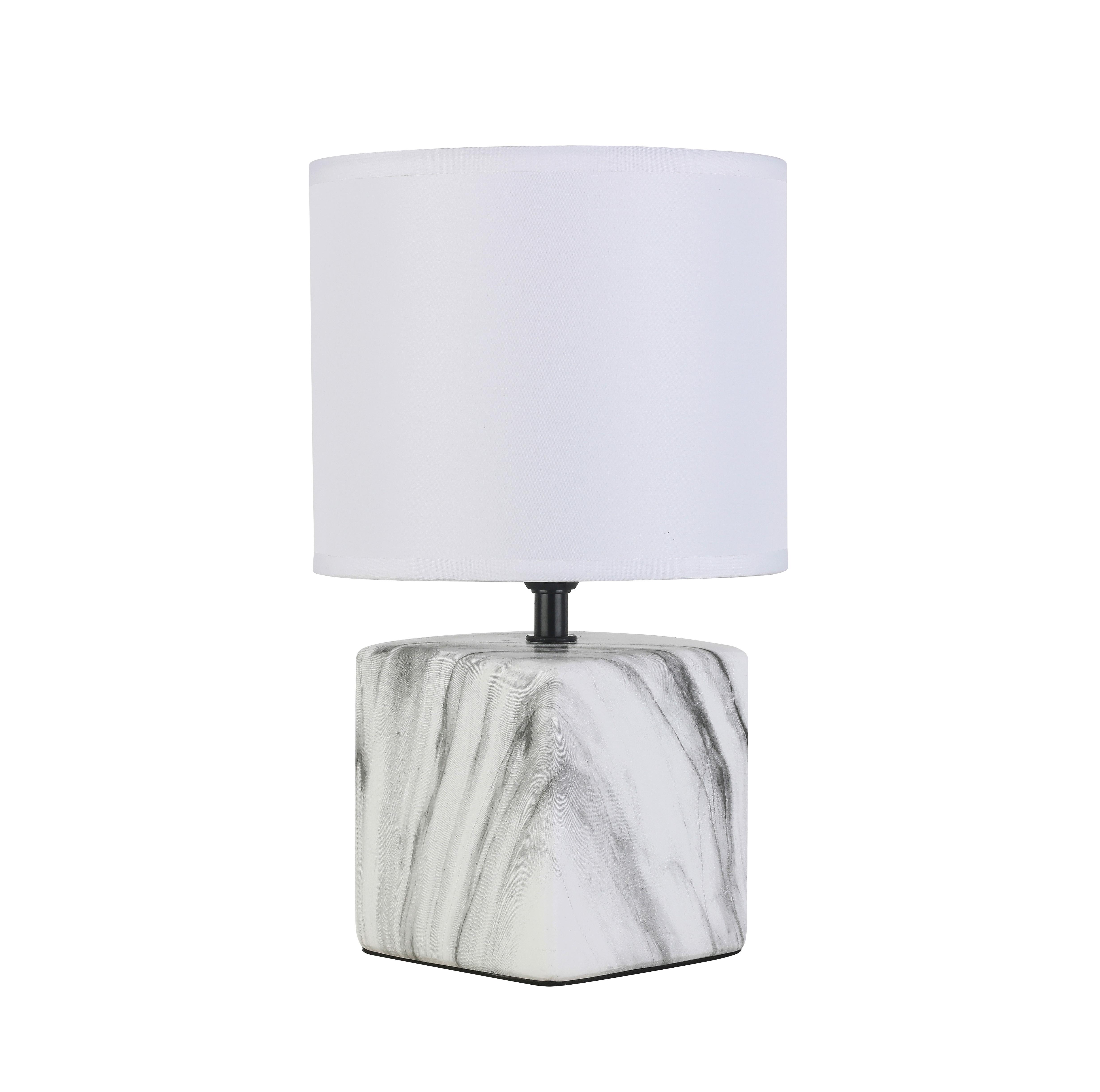 Tischleuchte Sabrina Weiß Marmoroptik mit Schalter - Schwarz/Weiß, Design, Keramik/Kunststoff (18,5/30,5cm) - James Wood
