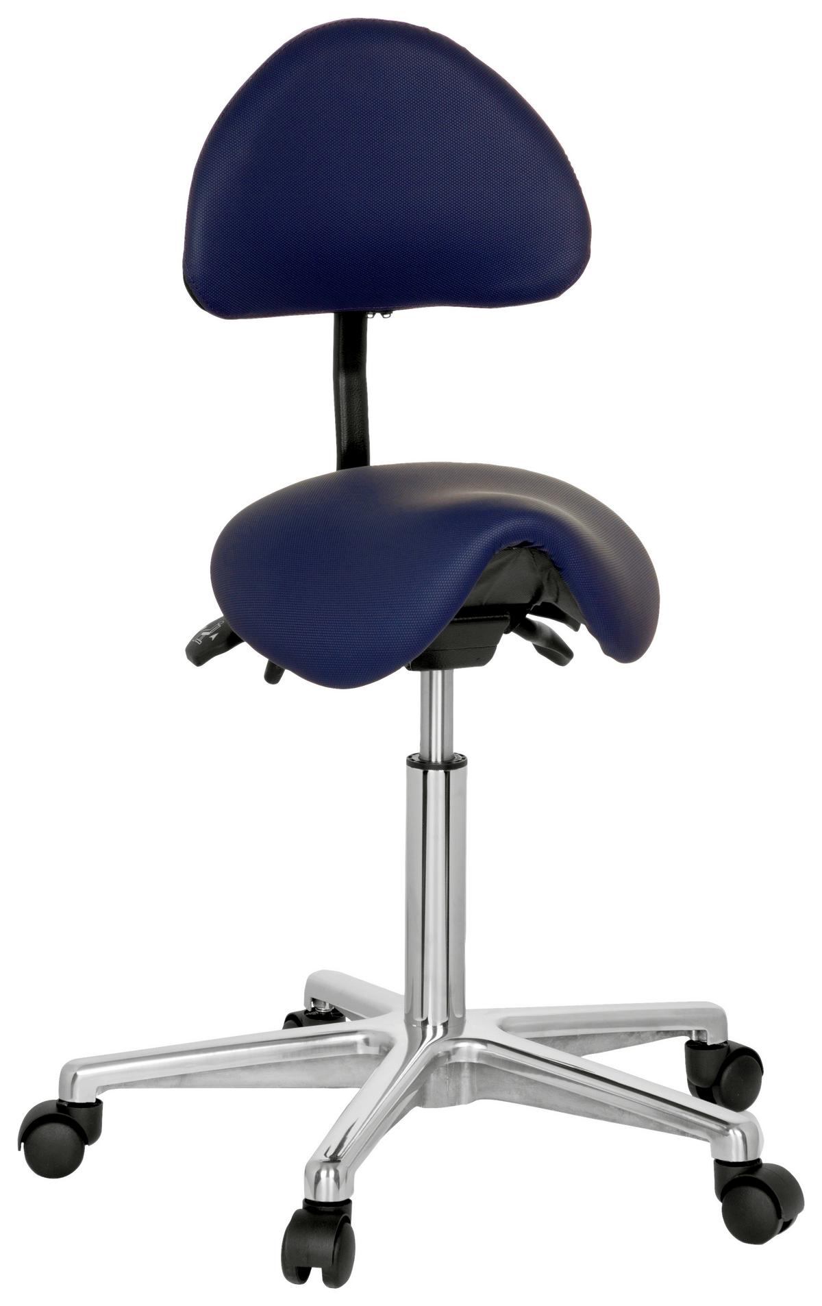 Bürohocker Top Work 20 Lederlook Blau Bis 110kg - Blau/Alufarben, MODERN, Kunststoff/Textil (36/105/40cm) - MID.YOU