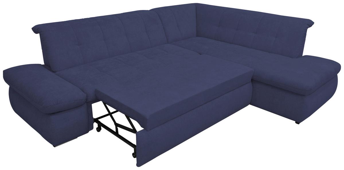 Ecksofa Mit Schlaffunktion Moric Dunkelblau Mikrofaser - Chromfarben/Dunkelblau, KONVENTIONELL, Textil (273/216cm) - MID.YOU