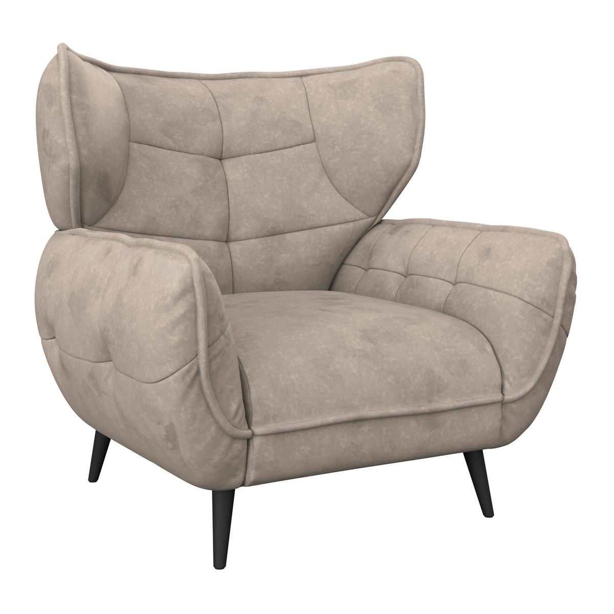 Křeslo ušák PESCARA, sahara - černá/Sahara, Moderní, textil (103/105/98cm)