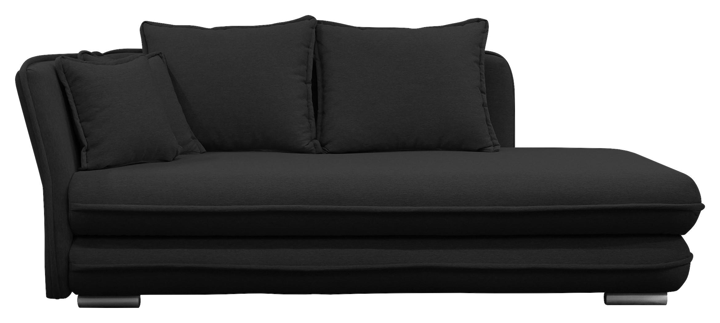 Liege Latte Schwarz inkl. Bettkasten Ottomane Links - Silberfarben/Schwarz, Design, Textil (107/84/99/224cm) - MID.YOU