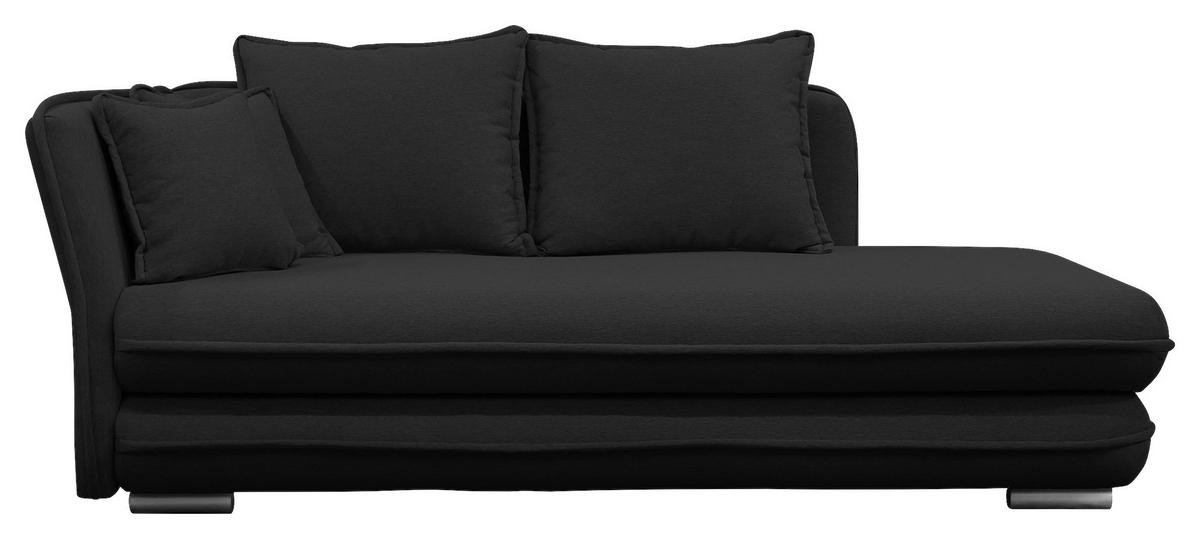 Liege Latte Schwarz Inkl. Bettkasten Ottomane Links - Silberfarben/Schwarz, Design, Textil (107/84/99/224cm) - MID.YOU