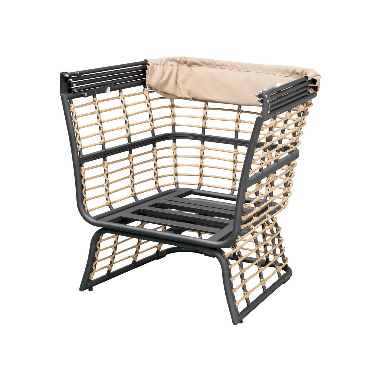 Loungesessel Paros - Anthrazit/Beige, Basics, Kunststoff/Textil (72/154/83cm) - Gardenson