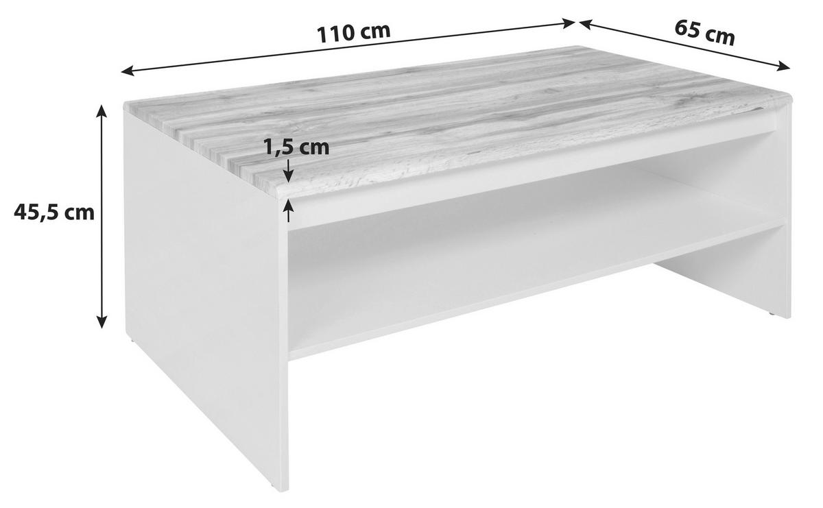 Couchtisch Holten Coffee Table - Eiche Wotan/Weiß, Design, Holzwerkstoff (110/65/45,5cm)