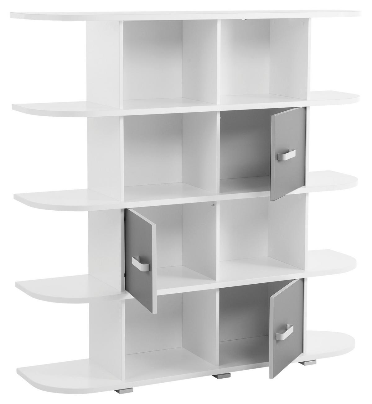 REGÁL YORIS - šedá/bílá, Design, kov/kompozitní dřevo (141,6/141/38cm) - MID.YOU