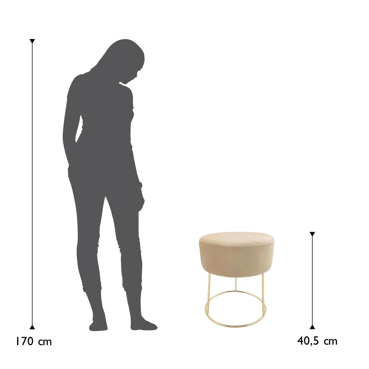 Hocker Marilyn Samt Creme Sitz Gepolstert H: 40,5 cm - Goldfarben/Creme, Design, Textil (35,5/40,5/35,5cm) - Echtwerk