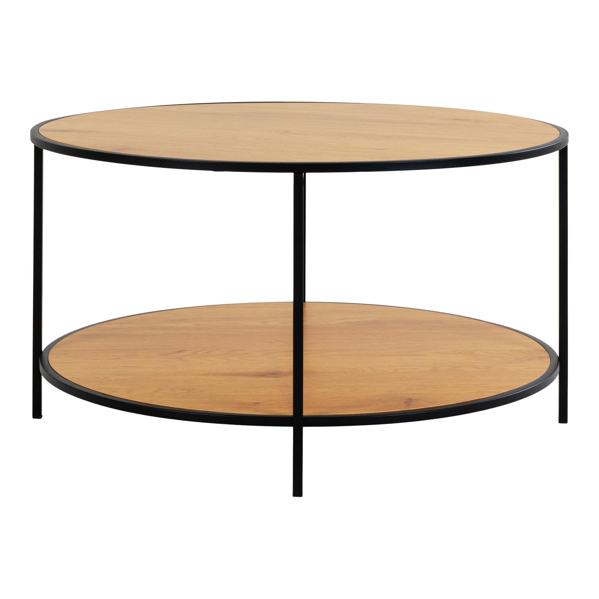 Couchtisch Vita Eichefarben B: 80cm - Eichefarben/Schwarz, Design, Holzwerkstoff/Metall (80/80/45cm) - MID.YOU