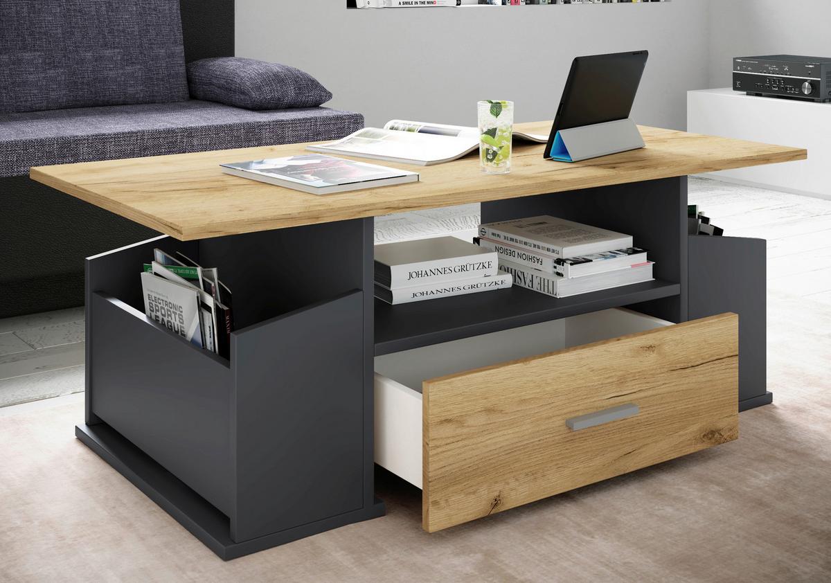 Couchtisch Junata Anthrazit Honigeiche - Honigeiche/Anthrazit, Design, Holzwerkstoff (110/52/44cm) - MID.YOU