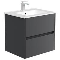 Waschtischkombi Limes Graphitfarben B: 61,5 Cm - Graphitfarben/Weiß, MODERN, Keramik/Holzwerkstoff (61,5/58,5/46,5cm) - MID.YOU