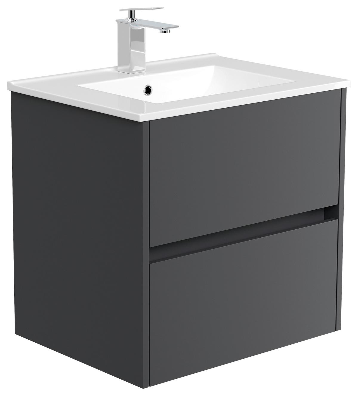 Waschtischkombi Limes Graphitfarben B: 61,5 Cm - Graphitfarben/Weiß, MODERN, Keramik/Holzwerkstoff (61,5/58,5/46,5cm) - MID.YOU