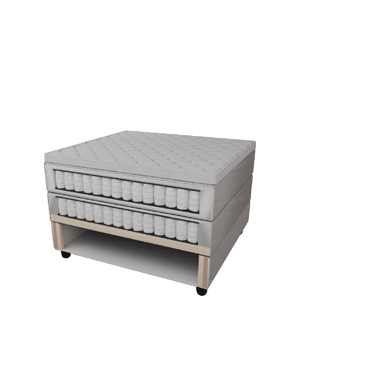 Postel boxspring s toperem, 200x200 cm, šedá - šedá/barvy chromu, Moderní, kov/dřevo (200/200cm) - Bessagi Home