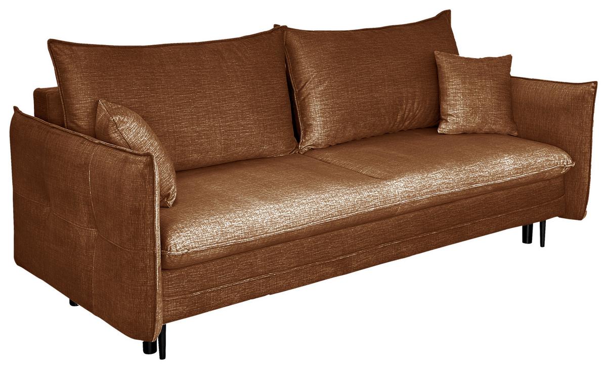 Schlafsofa Melody - Rostfarben/Schwarz, Design, Textil (216/96/102cm) - MID.YOU