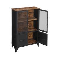 KOMODA RUSTIKAL - černá/hnědá, Trend, kov/kompozitní dřevo (70/100/33cm) - Boxxx
