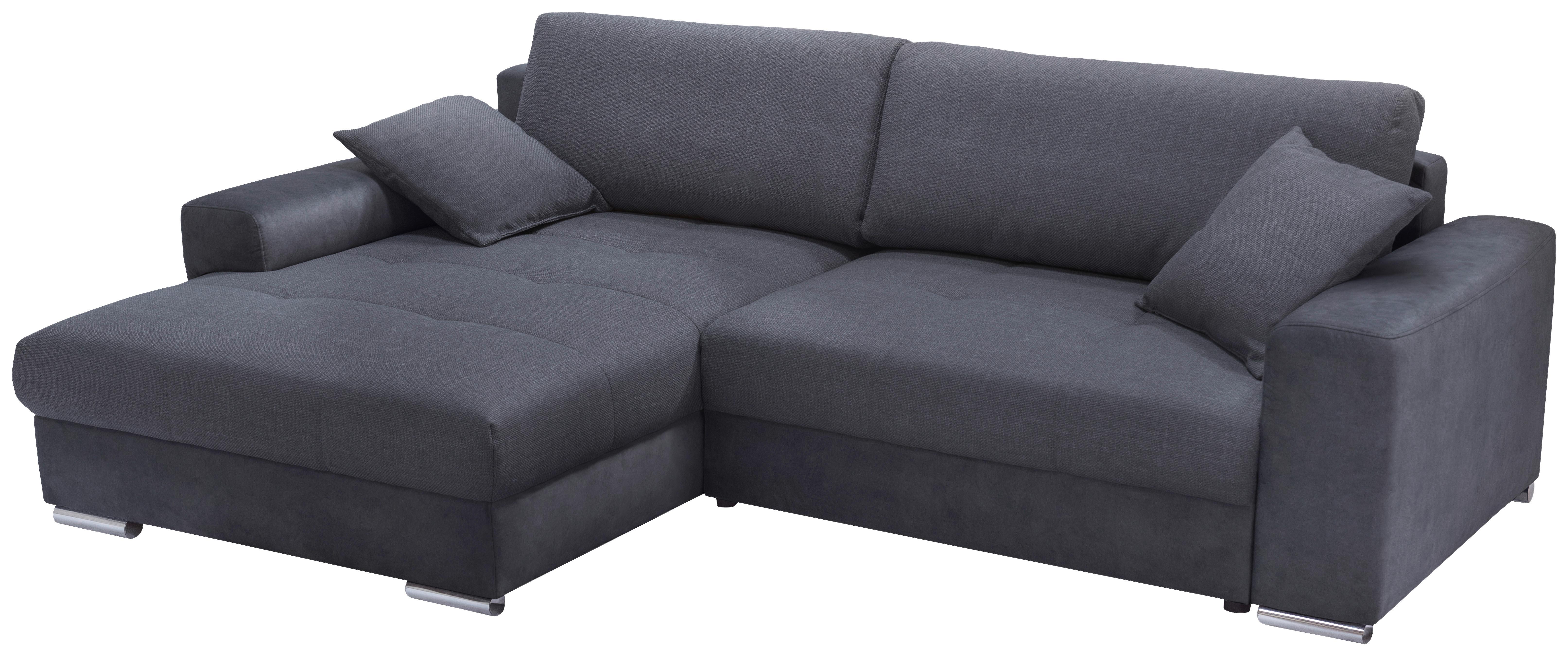 Ecksofa Larnaca, Anthrazit Schenkel: 177x269 cm - Chromfarben/Anthrazit, Design, Textil (177/269cm) - Livetastic